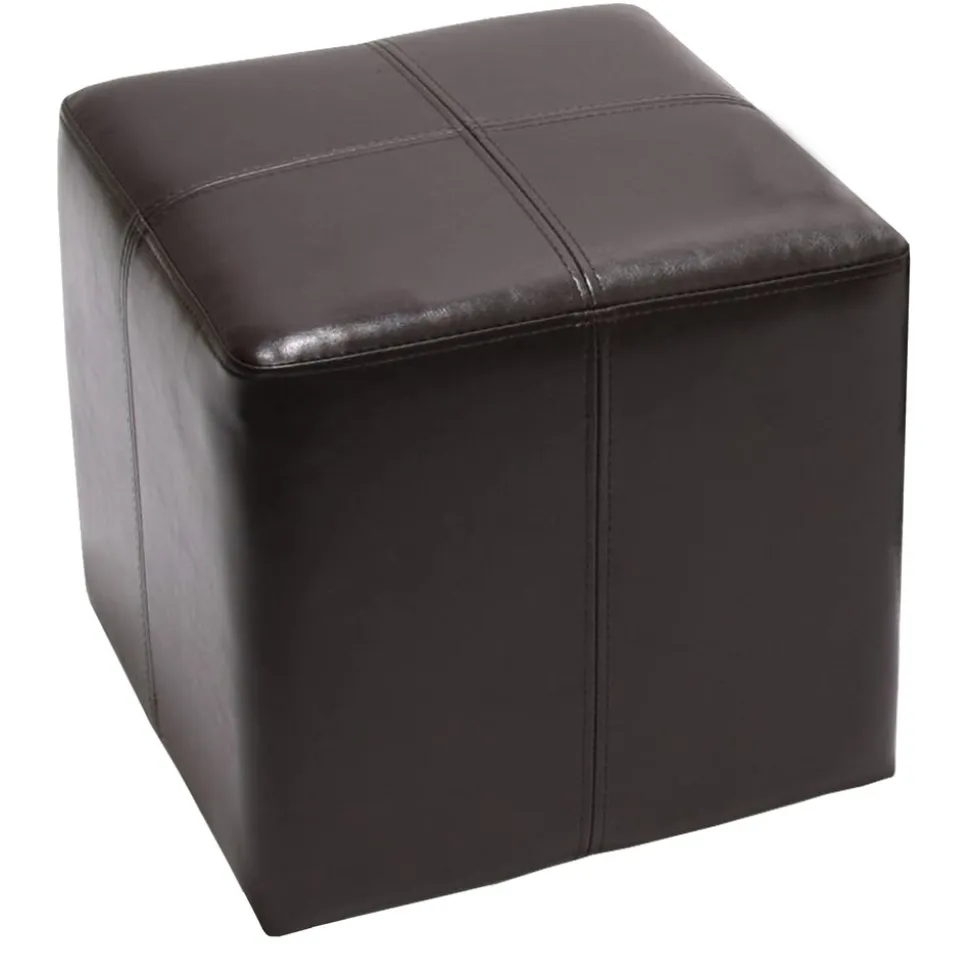 2er-Set Sitzhocker Carrara, Leder + Kunstleder, 36x36x36cm MVG-zertifiziert ~ braun