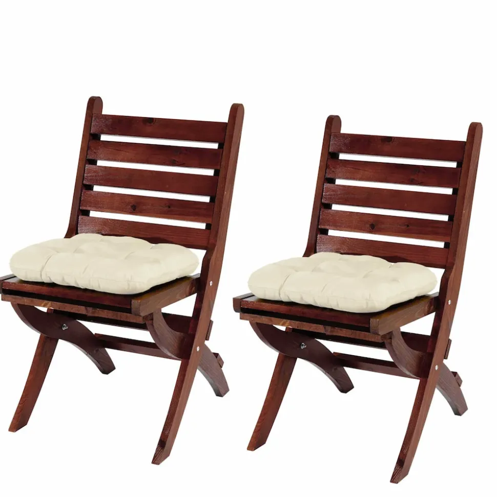 6er-Set Sitzkissen Milano, Stuhlkissen Kissen, 41x38x8cm ~ creme