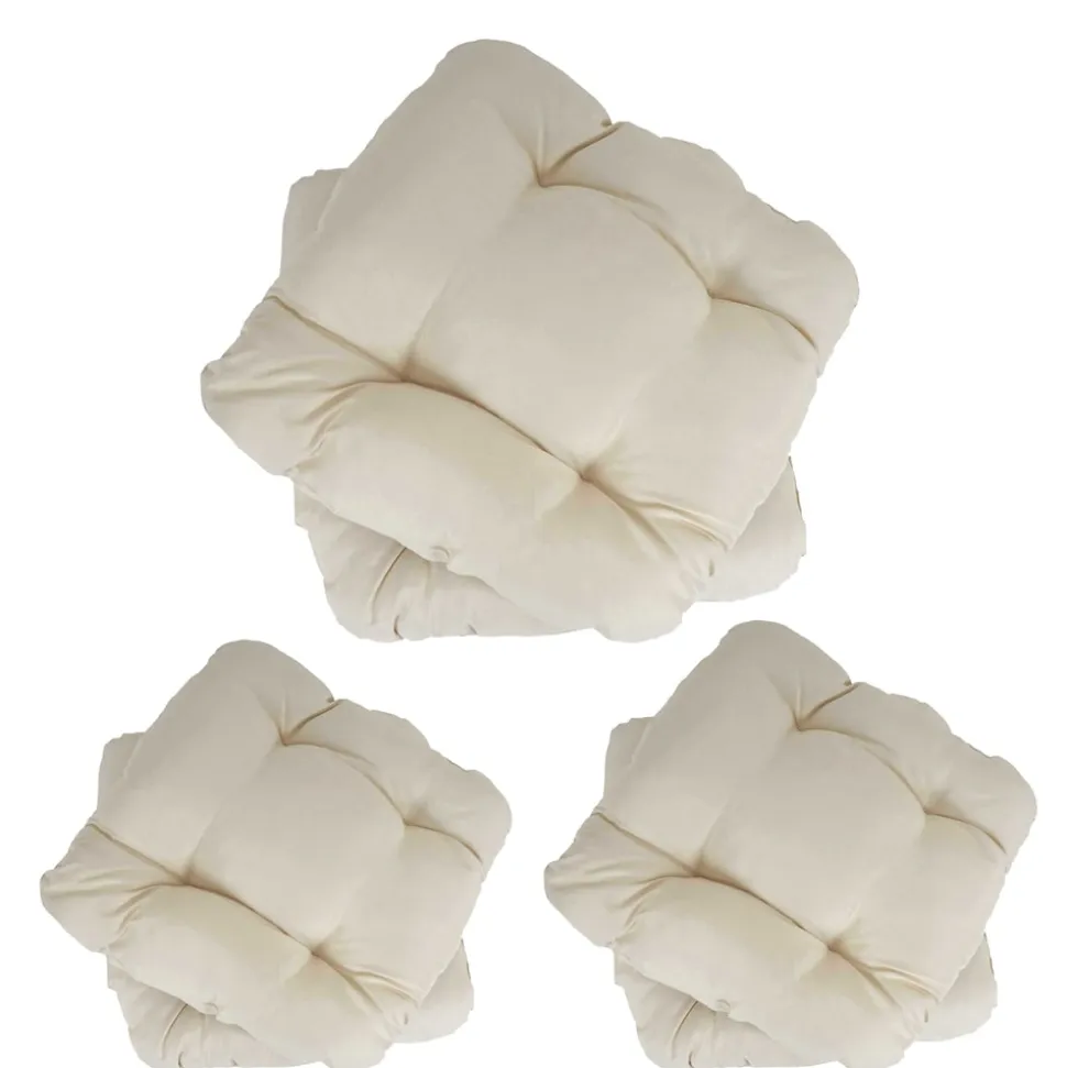 6er-Set Sitzkissen Milano, Stuhlkissen Kissen, 41x38x8cm ~ creme