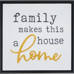 4er-Set Wandbild MCW-N96, Wanddekoration Bilderrahmen Sprüche Sweet Home Welcome World Family, Holz Leinwand 30x30cm