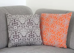 2er Set Zierkissen Barock + Blumen, Sofakissen Deko-Kissen mit Füllung 45x45cm