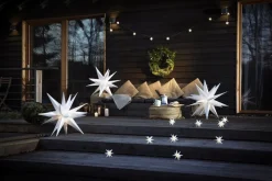2er Sparset Weihnachtssterne LED Dekosterne 25cm Weiss für AUSSEN Kabel mit Trafo 3D Stern 18 Zackig Leuchtstern Weihnachtslicht Winterbeleuchtung 3D Stern Weihnachtslicht