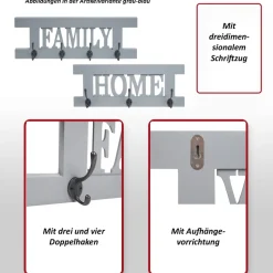 2er Wandgarderoben Set MCW-C60 Home+Family Garderobenpaneel, Shabby-Look Vintage ~ dunkelgrau