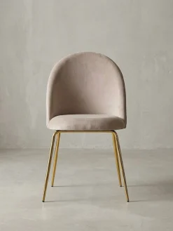 Esszimmerstuhl 2er Set Samtbezug mit Metallgestell Schalenform Skandinavisch gepolstert, Beige 53x50x87 cm