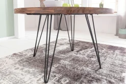 Esszimmertisch Rund Ø 120 cm Massivholz Sheesham Esstisch Küchentisch Landhaus