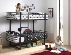 Etagenbett Metall Oscar, 2 Liegeflächen 90 x 200 cm, Schwarz