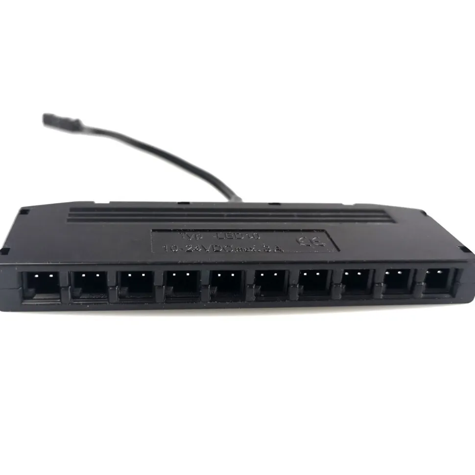 10-Fach-Verteiler für bestehende Leuchten-Sets, schwarz, 10cm Kabellänge