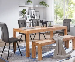 FineBuy Akazie Massivholz Esszimmer Sitzbank Bank 180 x 35 cm Esszimmerbank