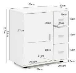 FineBuy Badschrank Midischrank Weiß Badezimmerschrank Matt Kommode
