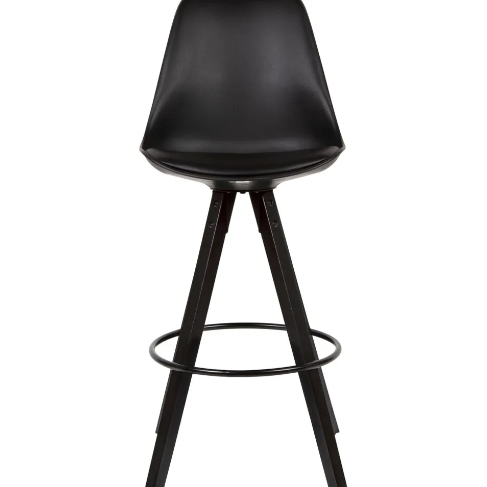 FineBuy 2er Set Barhocker Schwarz Tresenhocker Kunstleder mit Lehne Barstuhl