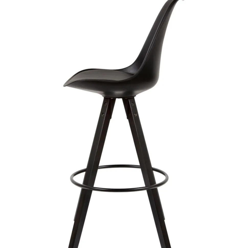 FineBuy 2er Set Barhocker Schwarz Tresenhocker Kunstleder mit Lehne Barstuhl