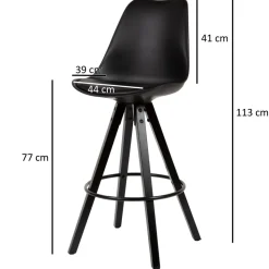 FineBuy 2er Set Barhocker Schwarz Tresenhocker Kunstleder mit Lehne Barstuhl