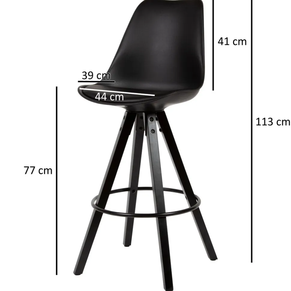 FineBuy 2er Set Barhocker Schwarz Tresenhocker Kunstleder mit Lehne Barstuhl