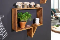 FineBuy 2er Set Wandregale Massivholz Sheesham Regal Wand Wandboard Cubes