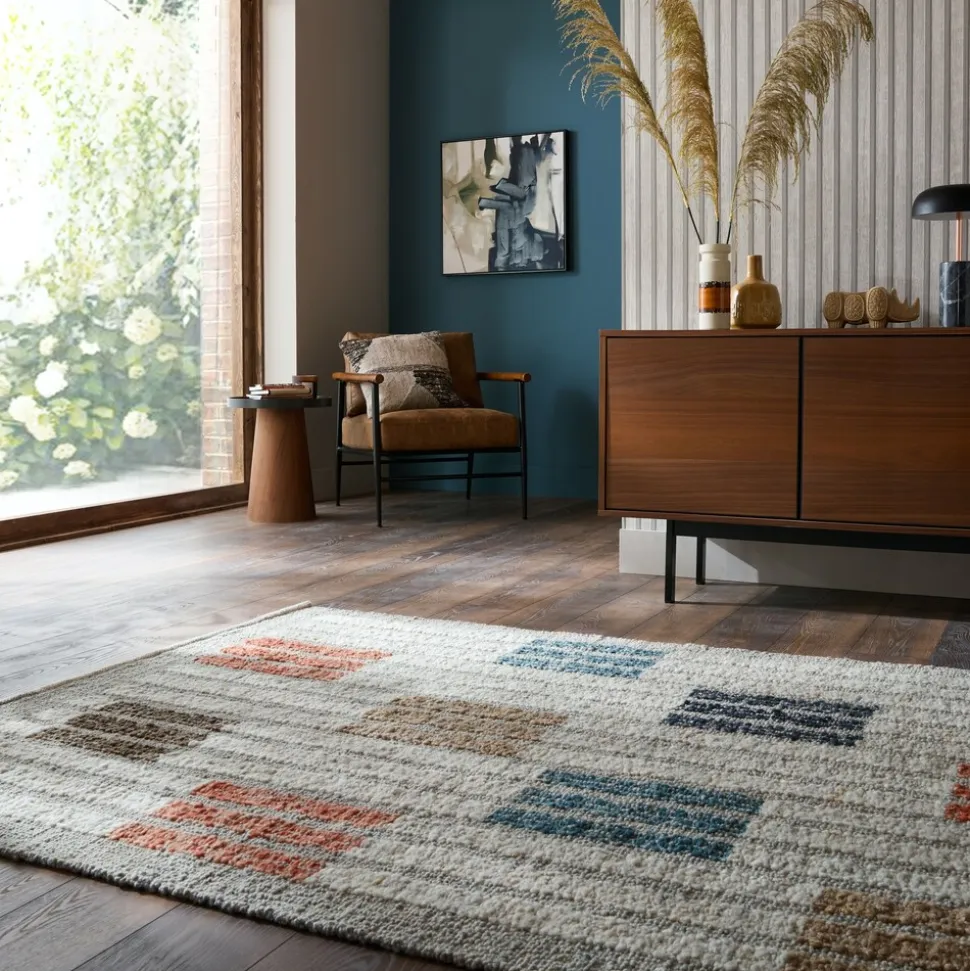 Flachgewebe-Teppich geometrisch Bunt 140 x 200 cm - ALDER | Kadima