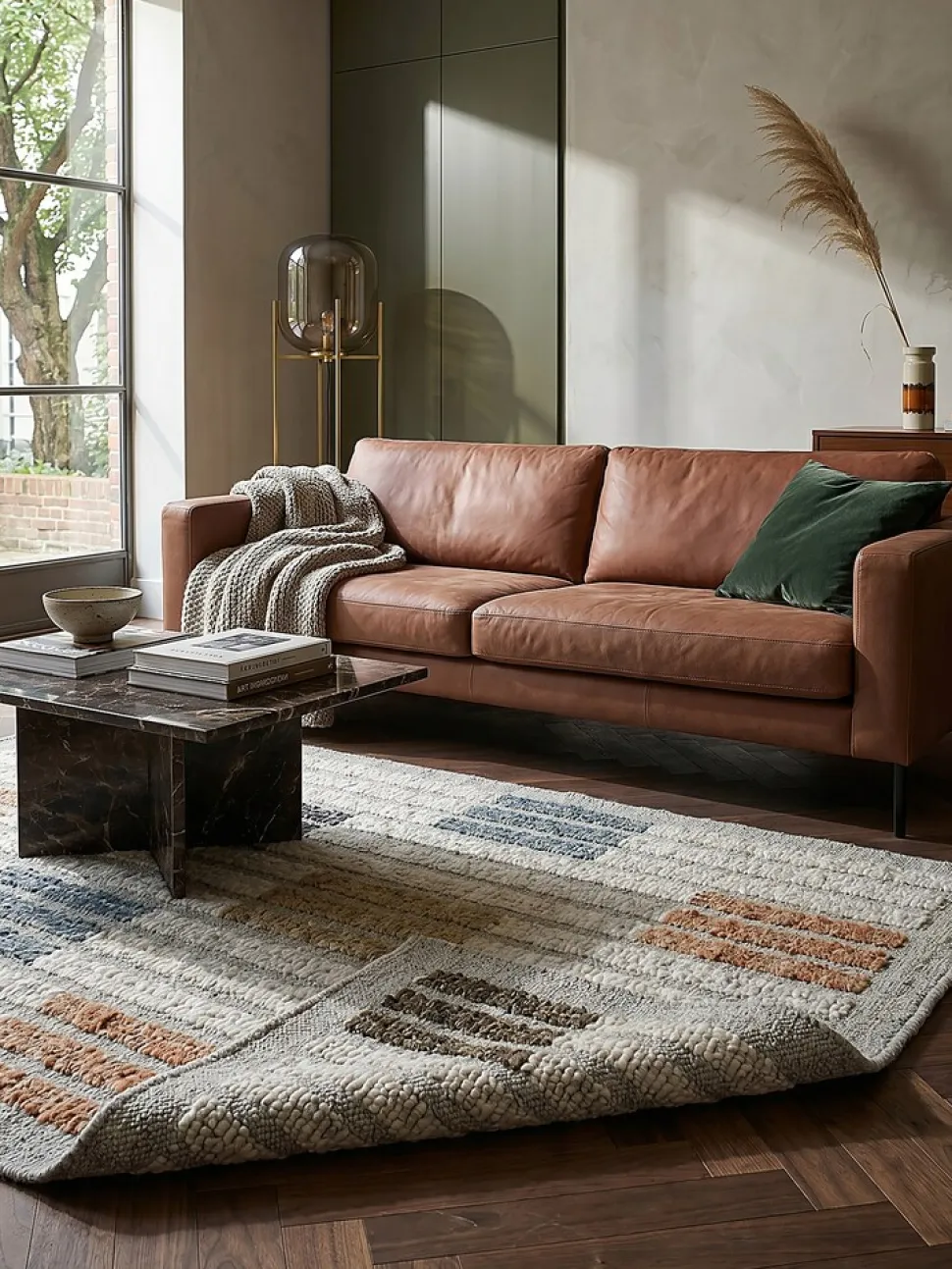 Flachgewebe-Teppich geometrisch Bunt 140 x 200 cm - ALDER | Kadima