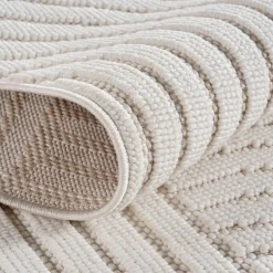 Flachgewebe-Teppich Hoch-Tief-Bögen Creme 80x150 cm Hoch-Tief Bögen