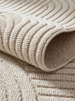 Flachgewebe-Teppich Hoch-Tief-Bögen Creme 80x150 cm Hoch-Tief Bögen