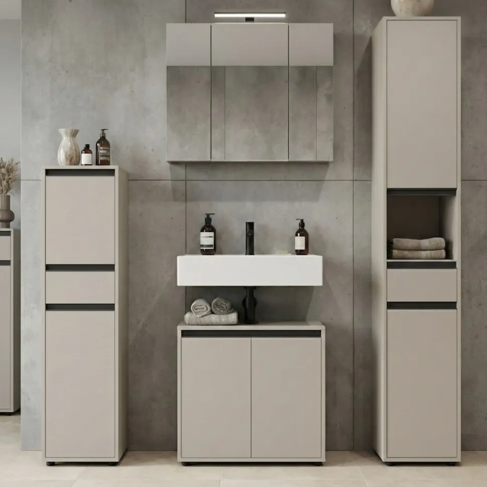 Hochschrank HAMBURG Soft-Close Modern 33x181x34 cm Steingrau
