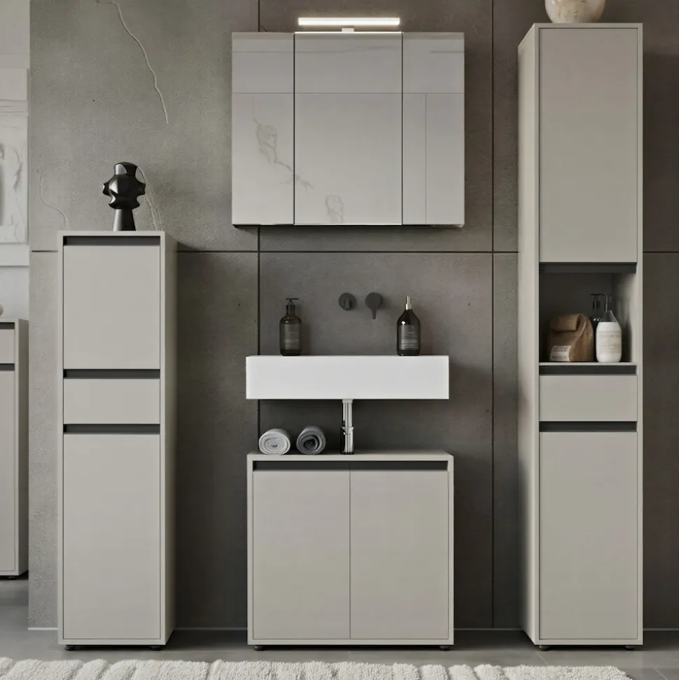 Hochschrank HAMBURG Soft-Close Modern 33x181x34 cm Steingrau