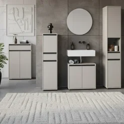 Hochschrank HAMBURG Soft-Close Modern 33x181x34 cm Steingrau