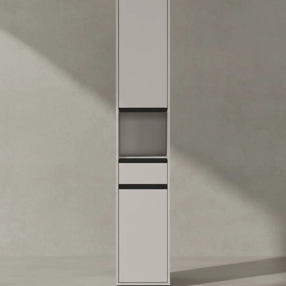 Hochschrank HAMBURG Soft-Close Modern 33x181x34 cm Steingrau