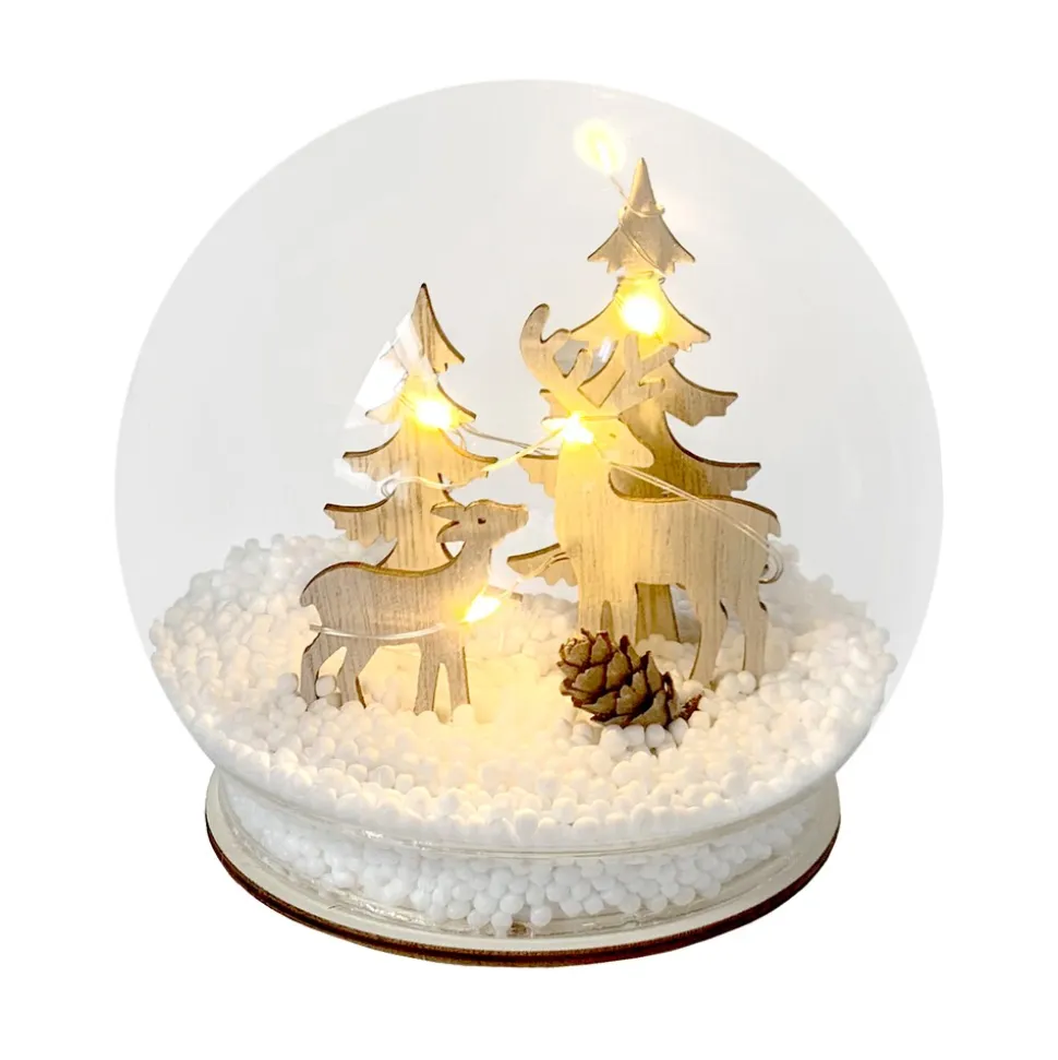 HTI-Living Beleuchtete Schneekugel mit Rehen
