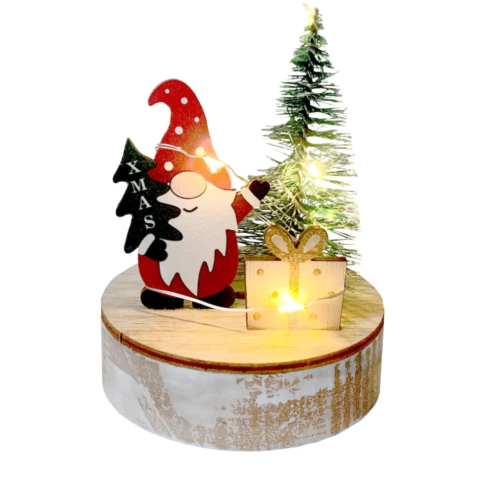 HTI-Living Beleuchtete Weihnachtsdeko Weihnachtswichtel mit Geschenk