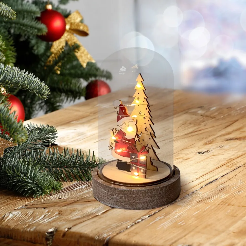 HTI-Living Beleuchtete Weihnachtsdekoration Weihnachtsmann mit Geschenk