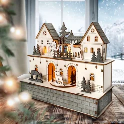 HTI-Living Beleuchtete Weihnachtsszene mit beweglichen Figuren