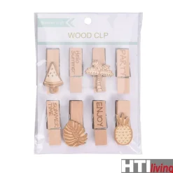 HTI-Living Briefklemme, 8 Stück Holz