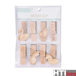 HTI-Living Briefklemme, 8 Stück Holz