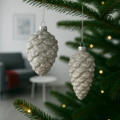 HTI-Living Christbaumschmuck in Zapfenform Weiß Glitzer
