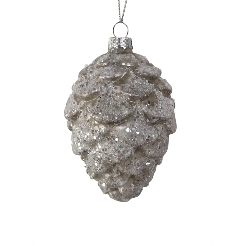 HTI-Living Christbaumschmuck in Zapfenform Weiß Glitzer