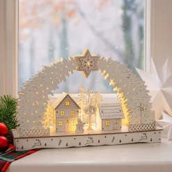 HTI-Living Leuchtbogen in modernem Weiß Weihnachtsdorf