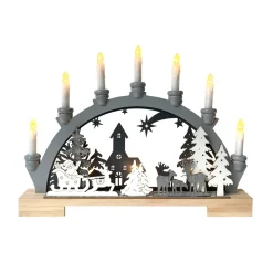 HTI-Living Leuchtbogen Weihnachtsschlitten Grau