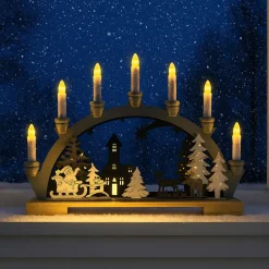HTI-Living Leuchtbogen Weihnachtsschlitten Grau