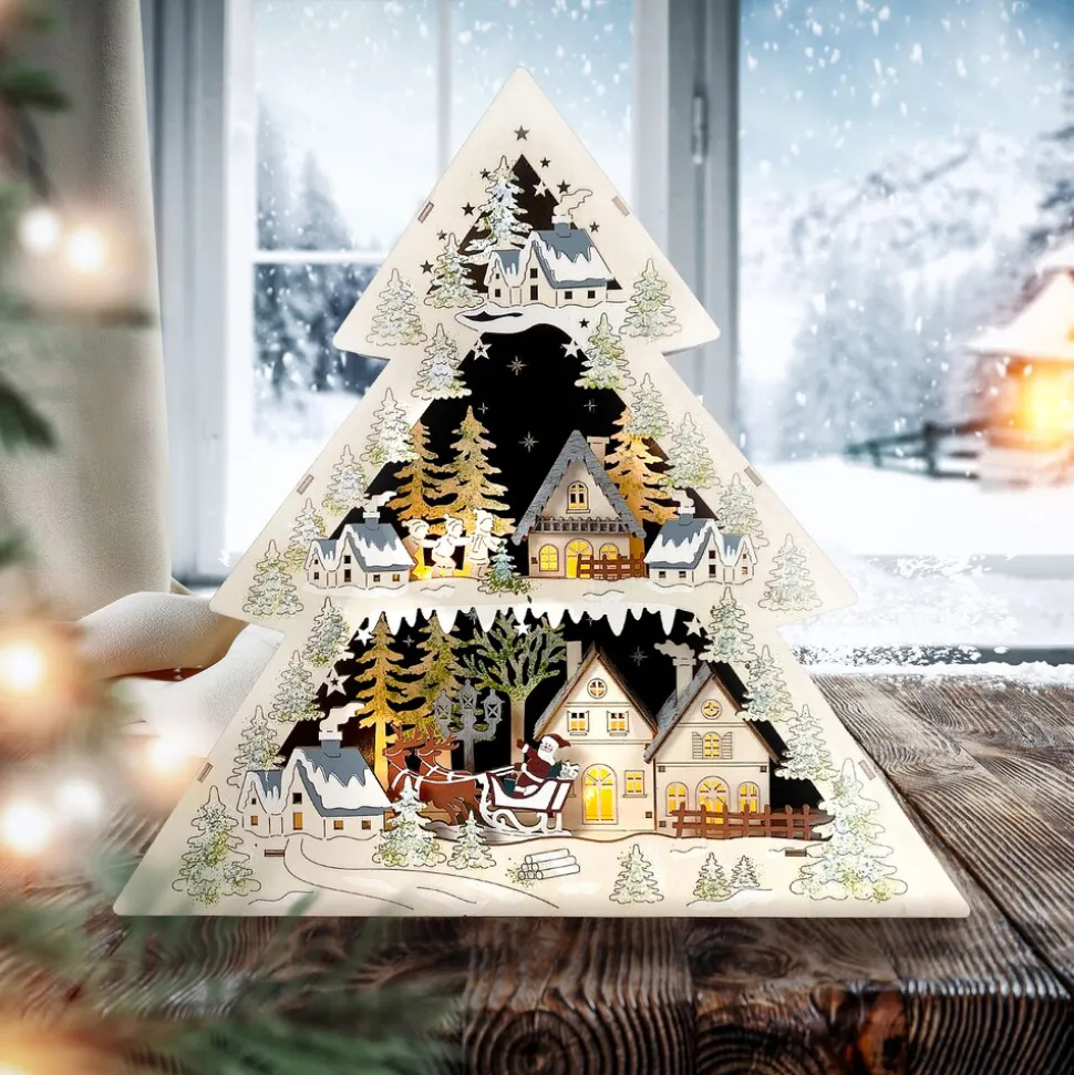 HTI-Living Leuchtspitze Weihnachtsmann zu Besuch