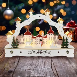 HTI-Living Lichterbogen in modernem Weiß Winterschloss