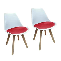 HTI-Living Stuhl Atlanta Weiß, Velvet Rot