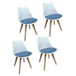 HTI-Living Stuhl Atlanta Weiß, Webstoff Blau