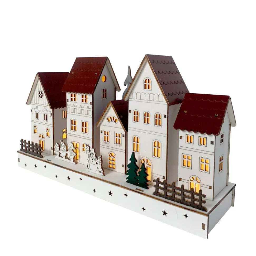 HTI-Living Weihnachtshäuser mit spielenden Kindern LED Winterdeko