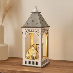 HTI-Living Weihnachtslaterne beleuchtet mit Kirche