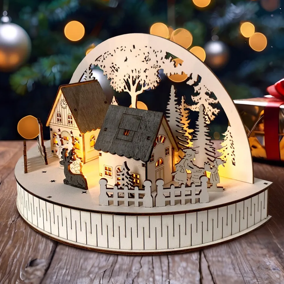 HTI-Living Weihnachtsszene beleuchtet Rehe
