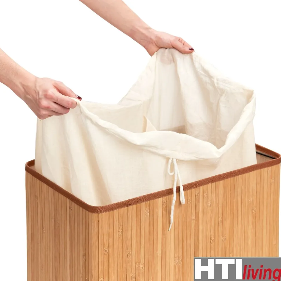 HTI-Living Wäschesammler 2 Kammern Bambus