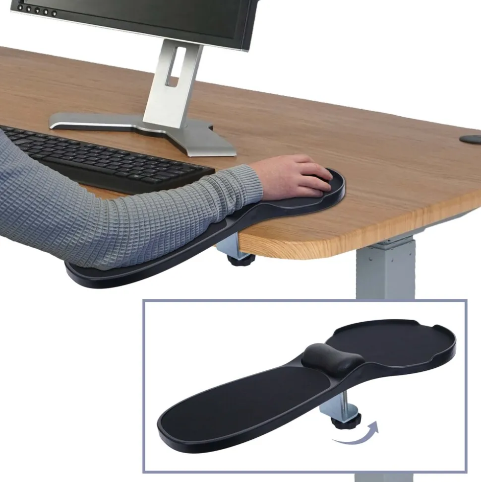 2in1 Armauflage mit Mauspad MCW-N76, Tisch-/Armlehnen-Mousepad Gelenkstütze Handgelenkkissen ergonomisch 90° verstellbar