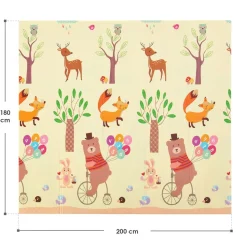 Juskys Kinder Spielmatte Jakob 180x200 cm Tiere - XXL Matte Schaumstoff - faltbar & soft - Beige