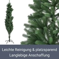 Juskys Weihnachtsbaum Talvi 180 cm hoch – künstlicher Tannenbaum aus PE-Kunststoff mit Metallständer