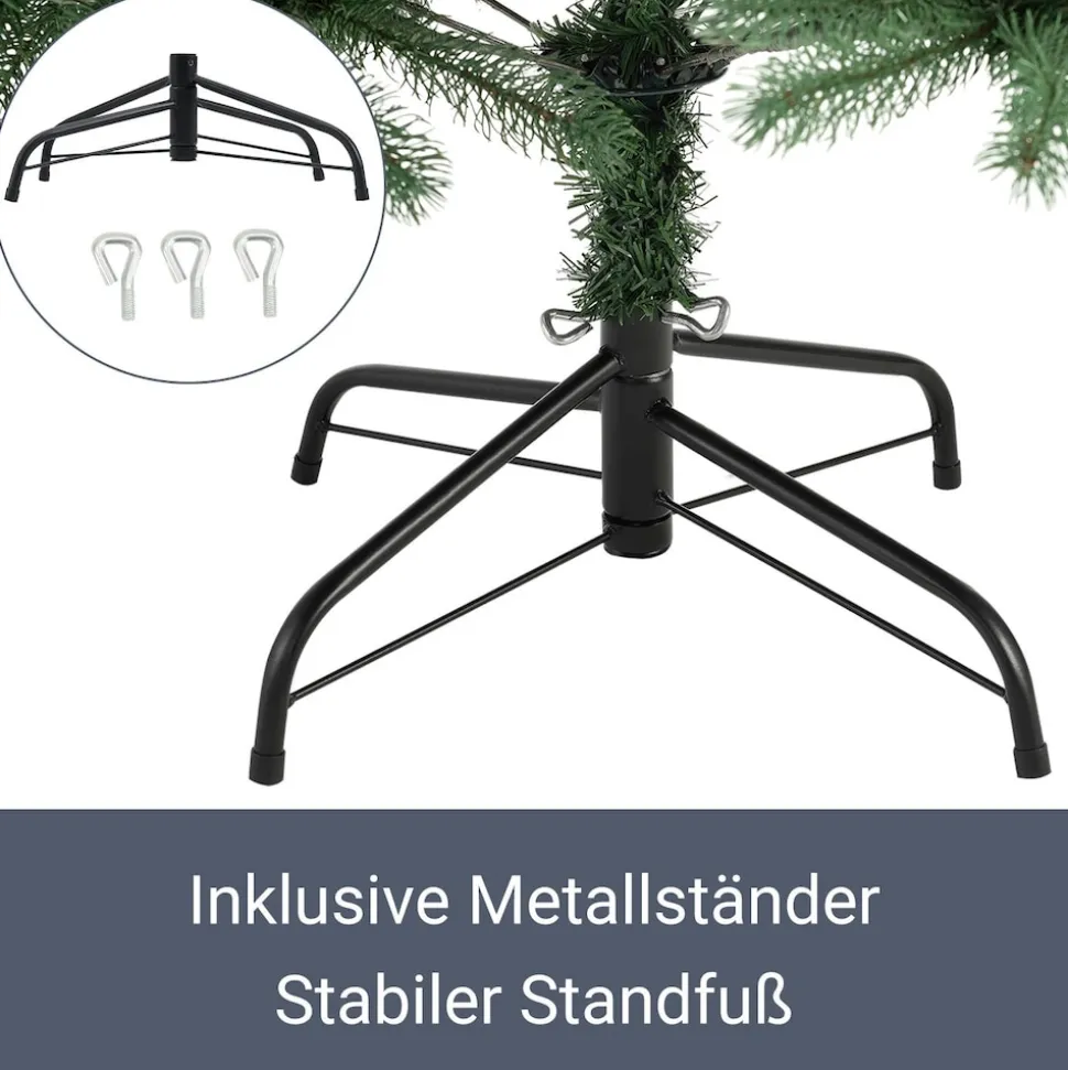 Juskys Weihnachtsbaum Talvi 180 cm hoch – künstlicher Tannenbaum aus PE-Kunststoff mit Metallständer