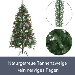 Juskys Weihnachtsbaum Talvi 180 cm hoch – künstlicher Tannenbaum aus PE-Kunststoff mit Metallständer